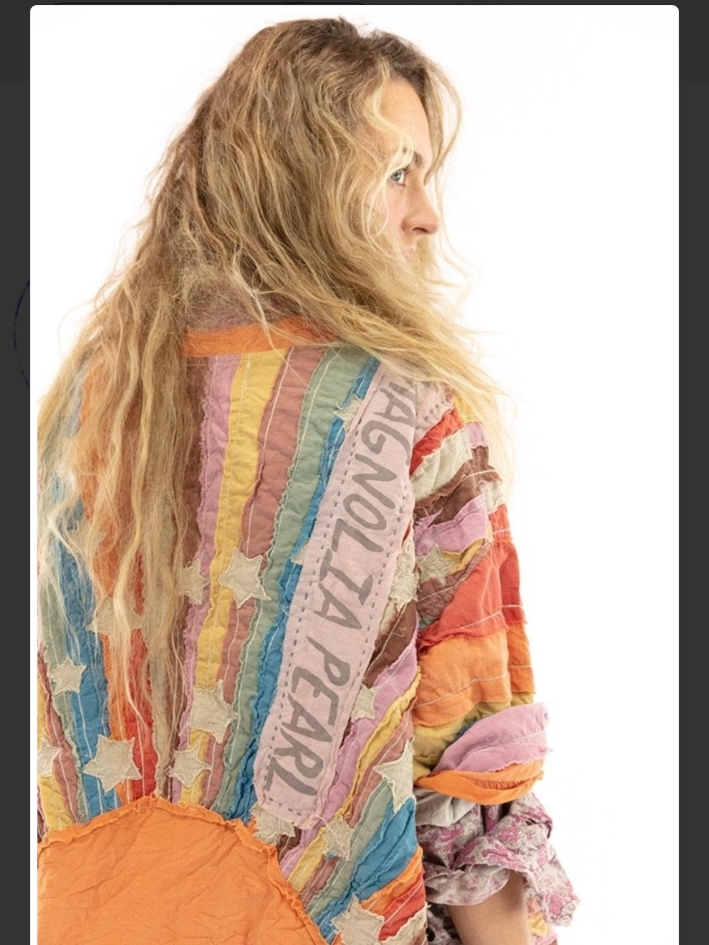 NWT Magnolia Pearl Francis Appliqué Top Patchwork Sunburst Tunic Orange Blue - Picture 11 of 13